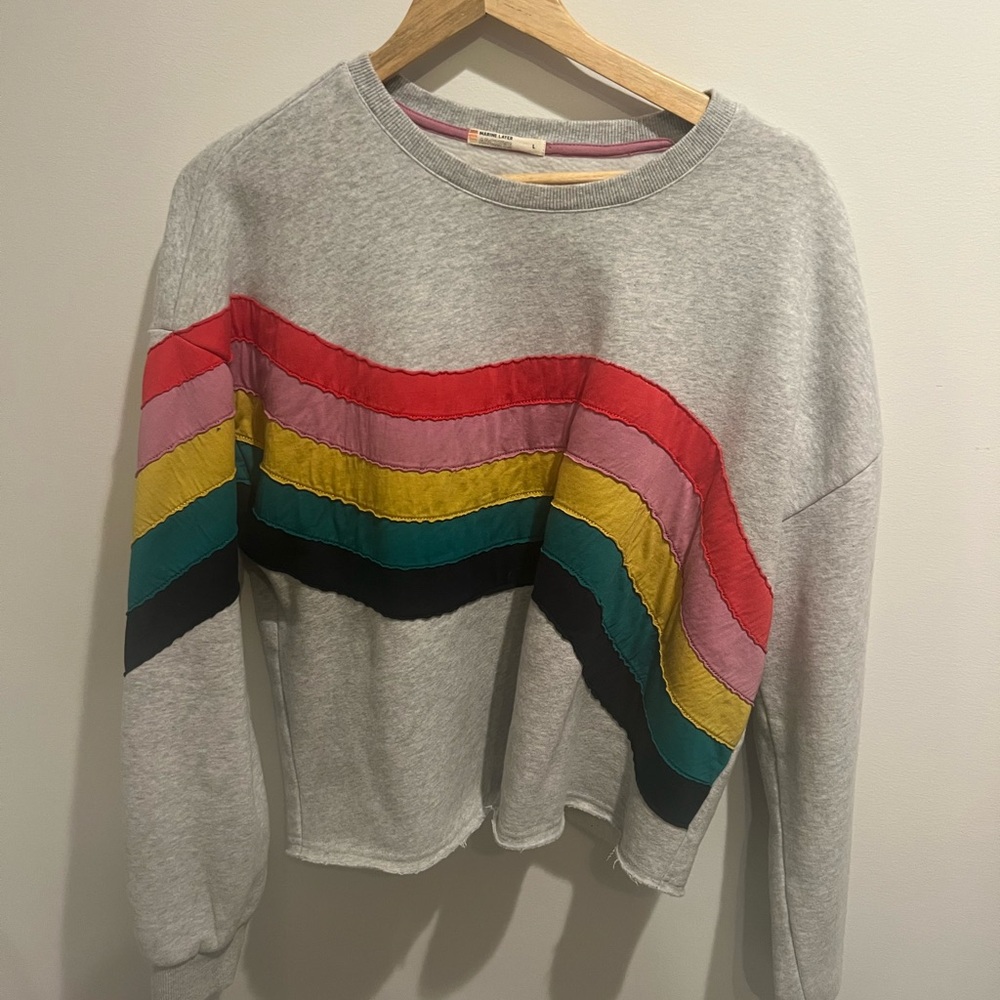 Marine Layer Gray Sweatshirt with Pink Accent
